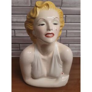 Vintage 1996 Marilyn Monroe Bust Ceramic Cookie Jar Clay Art